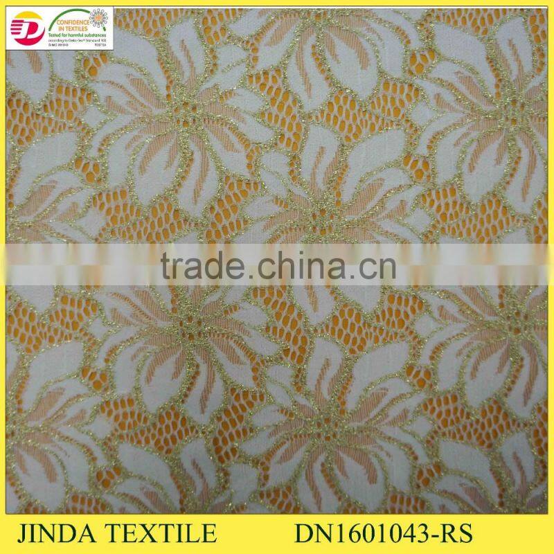 Factory Hot Selling Gold Spandex African Golden Fabric For Women Dress