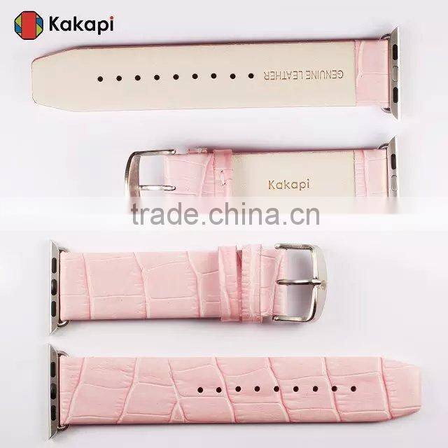 Kakapi Single Buckle Genuine Leather Watch Band Wrist Strap With Watchband Converter For 42MM Apple Watch MT-3910