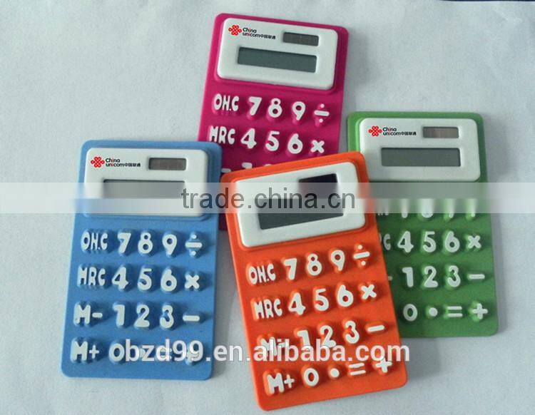 Promotion Gift Mini Silicone Porket Calculator Solar Cell Calculator / Logo Customized OEM Electronic Manufacturer