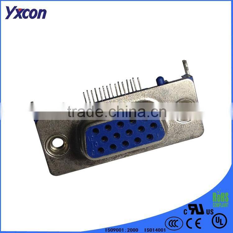 D-SUB connector three row with locating pegs blue color HDR connector