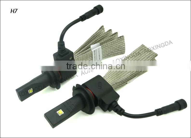 H7 5000LM non fan LED headlight with flexible heat sink