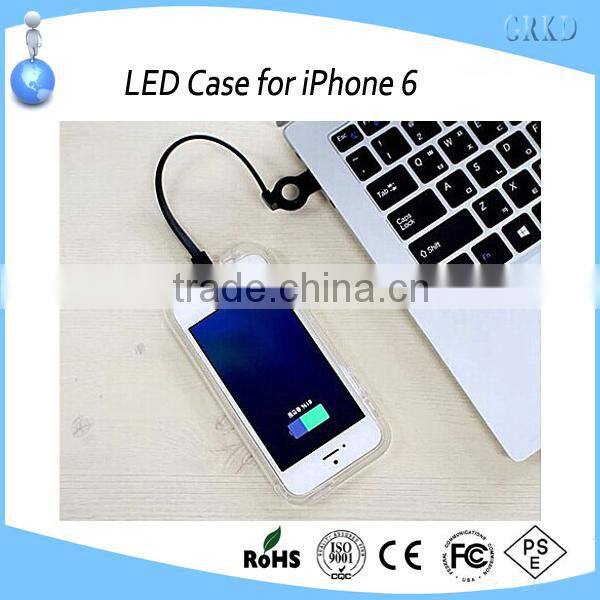 high quality led phone case for iphone 6 with USB cable