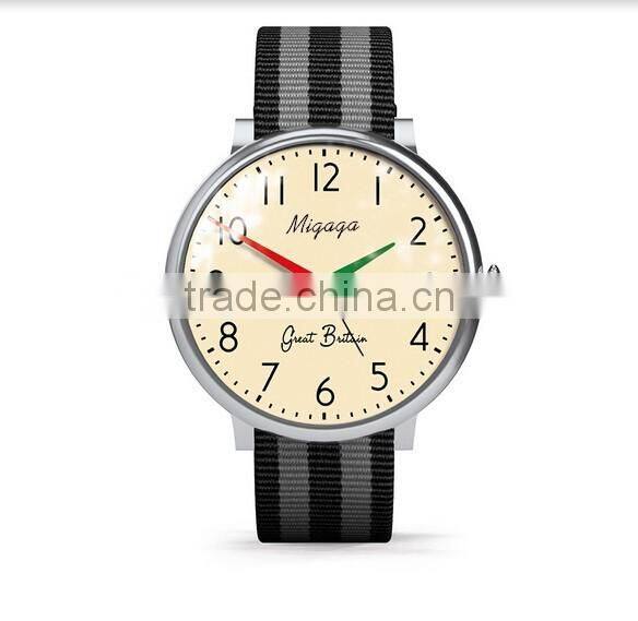 Club Military Watches with Canvas Strap Grey and Blue Stripes Bracelet Watch