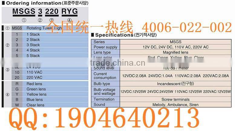 Menics 125mm lens diameter Rotating light with audio MSGS tower light tower