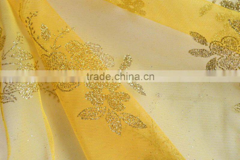 Polyester Tulle Metallic Printed Fabric for Decoration and Dress DSN 351