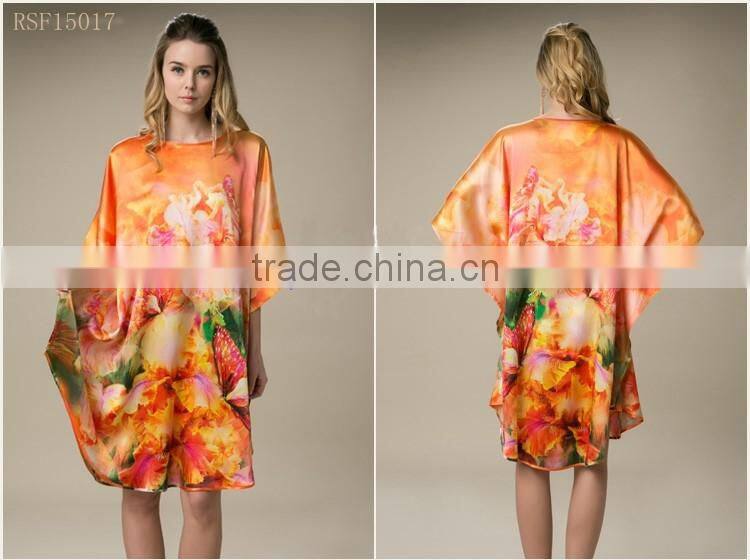 beach 100%satin silk women popular one size kaftan dress