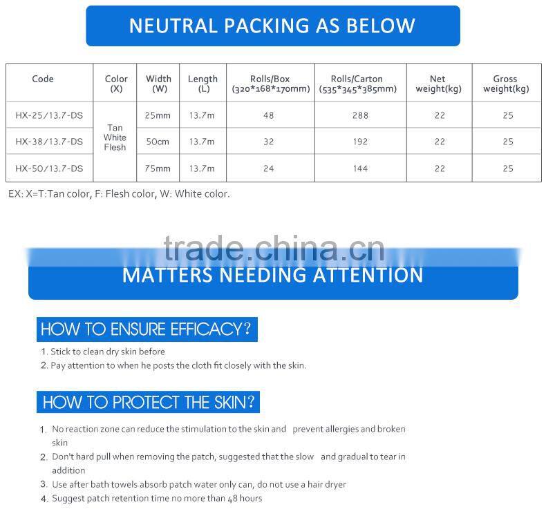 2015 Jiaxing Promotional Kinesiology Precut Tape Kinetic Colored Sports Rayon Strapping Tape