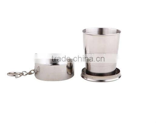 5oz mini mirror finish stainless steel collapsible cup