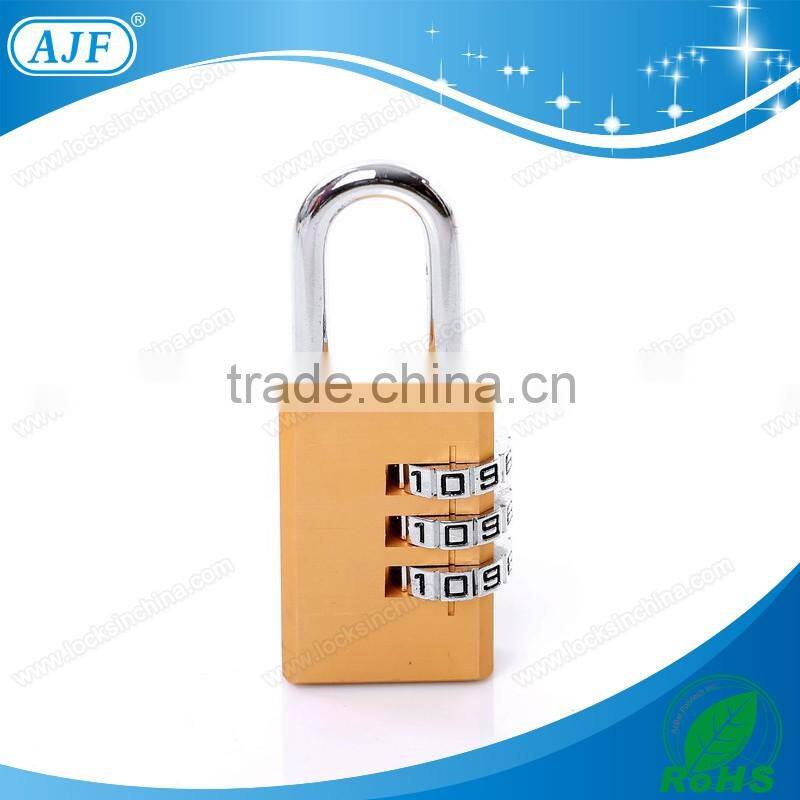 AJF 2015 New Arrival High security 3 Dials square shape aluminium material combination padlock