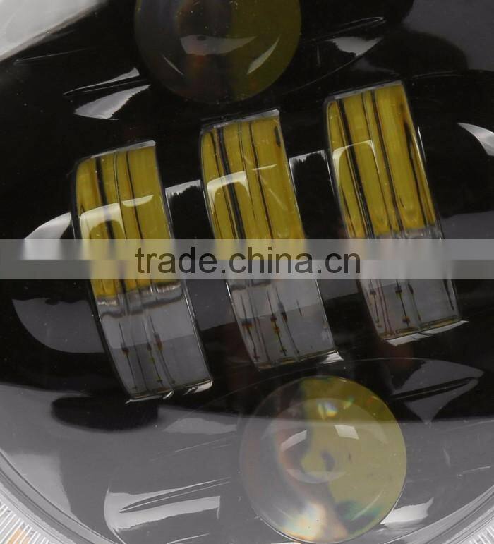 New Motorcycle 5-3/4" 50W LED Headlight With DRL Turning signal Angel Eyes for Harley Motorcycle