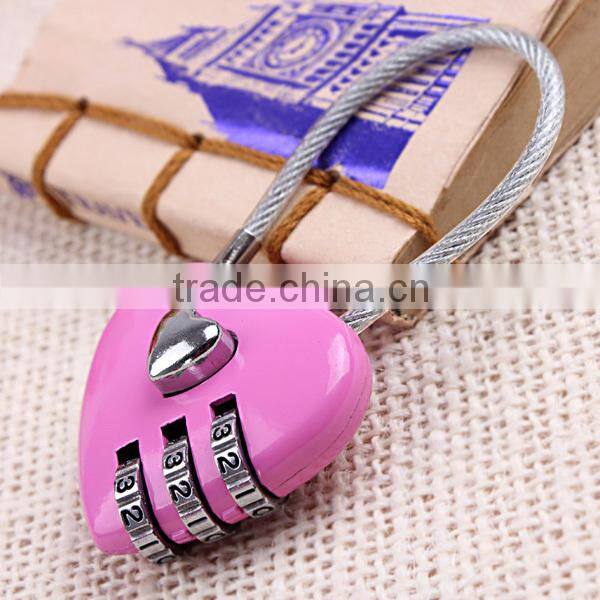 2015 promotional gifts cable lock children lovely red heart padlock
