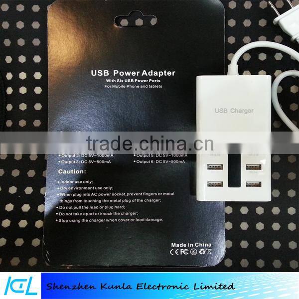 6 Port USB Charger Universal USB Charger Mobile Phone Charger For Home Travel With US UK EU