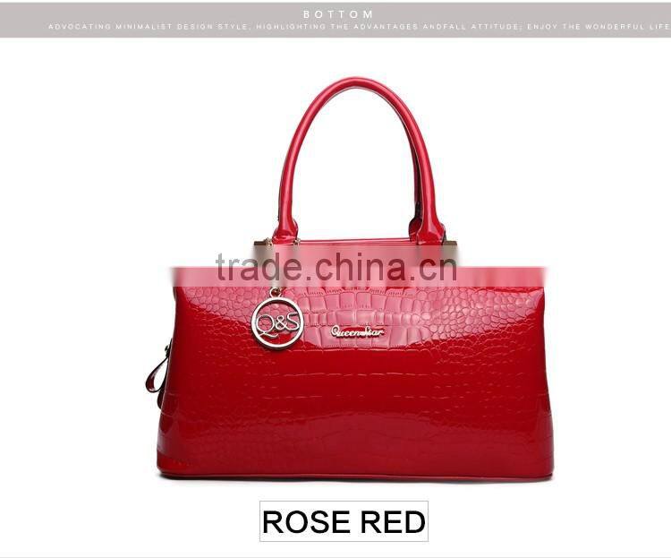 popular fashion pu leather lady handbag with zipper