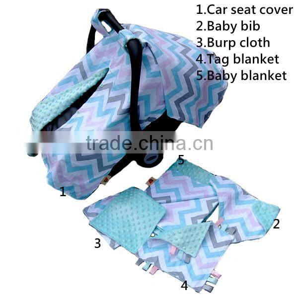 27 Colors Outdoor Used Chevron Pattern Warm Minky Cotton Car Seat Canopy