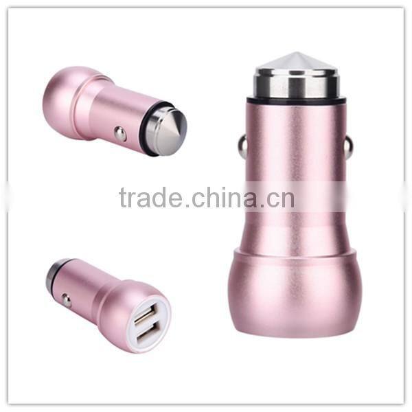 promotional double 2 USB car charger adapter best selling medal dual USB car charger 5v 2.4A output for iPhone 6