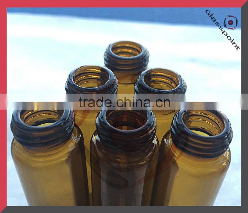 Cylindrical bottle, sample glass vials with poly phenolic cone liner cap