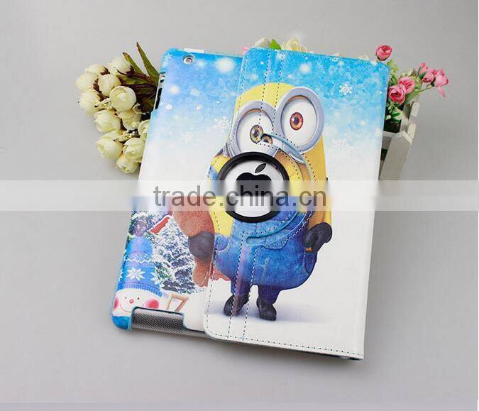 Cartoon Despicable Me Minions Rotation Case For iPad Air 2 iPad Air