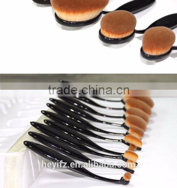 Hot Selling 10pcs Oval Makeup Brushes high quality toothbrush makeup brush set