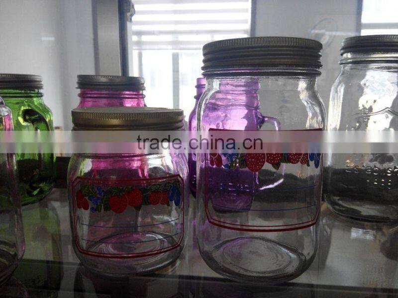 Hot sale glass mason jars with decal