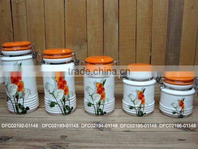 chinese ink flower decal ceramic kitchen tool holder