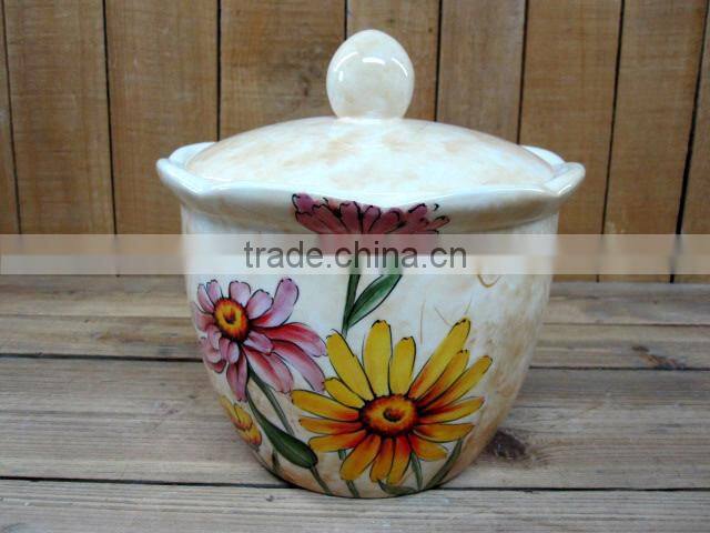 Wholesale handpaint daisy ceramic creamer with sugar bowl set
