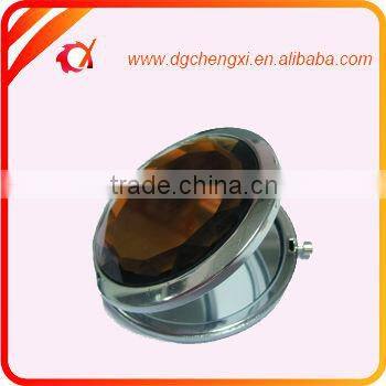 Purple Round Mini Leather Maked Up Pocket Mirror