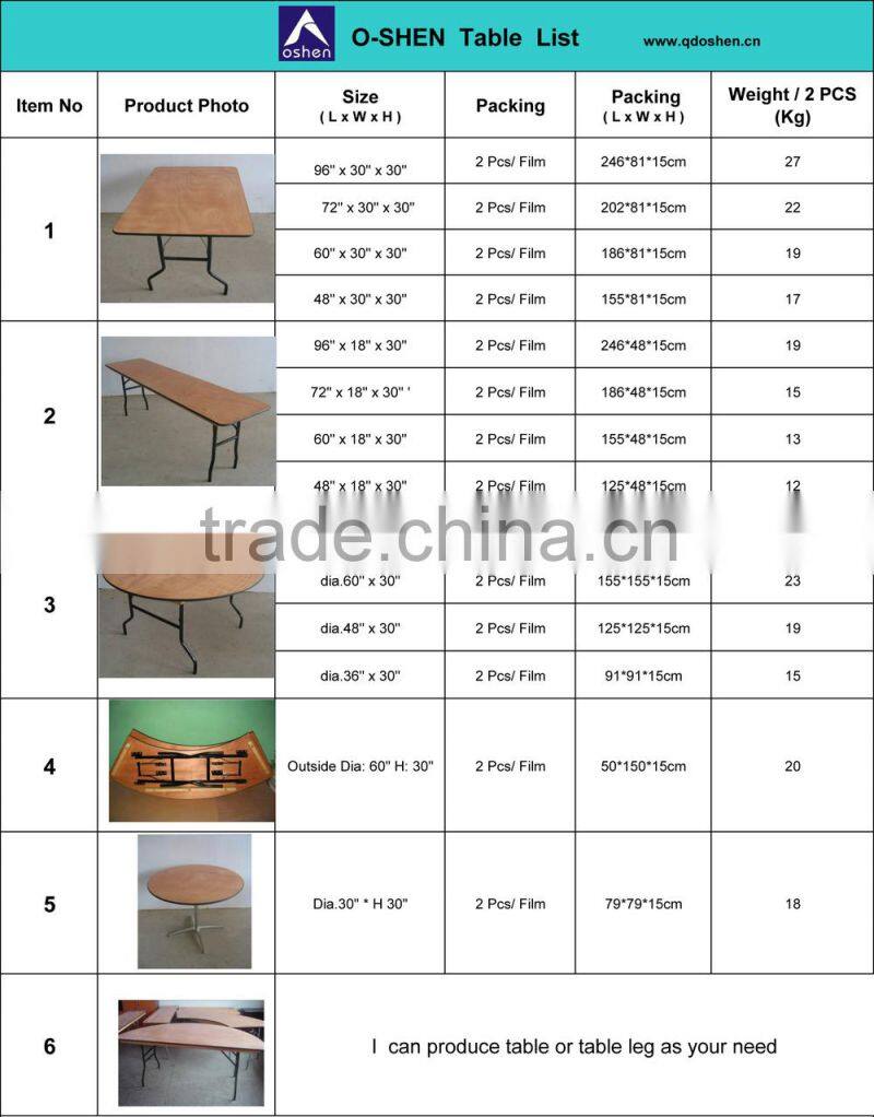 Rectangle Wooden Folding Table