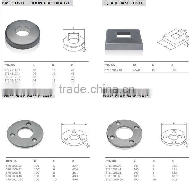 Stainless steel Railing Round Satin base plate in satin finish