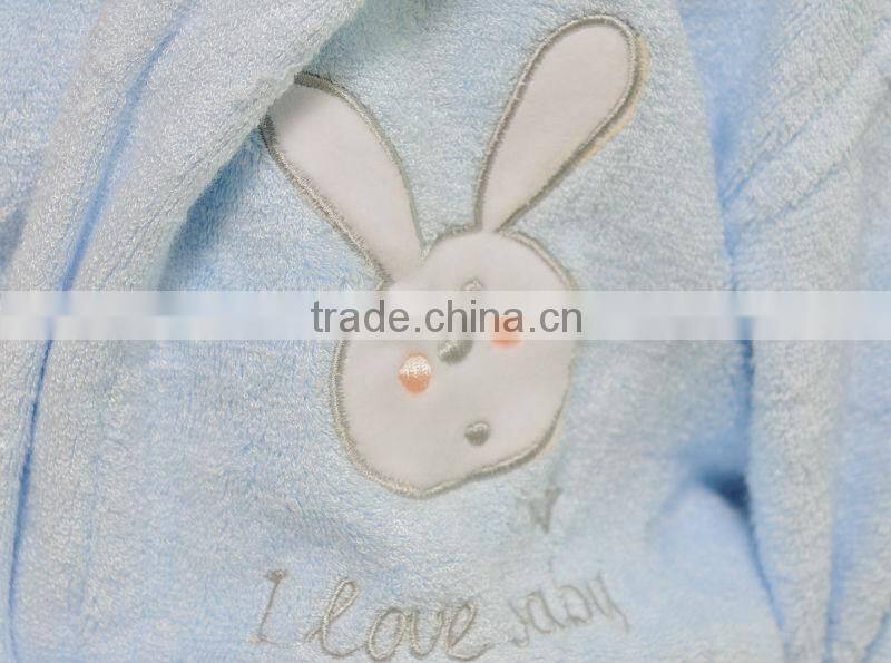 Fashion bamboo fiber terry boys bathrobes with applique