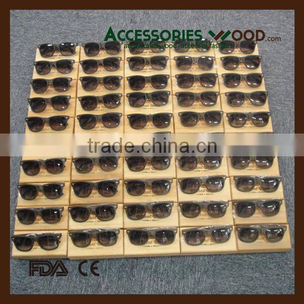 Round wood frame sunglases UV400 eyewear custom wooden sunglasses
