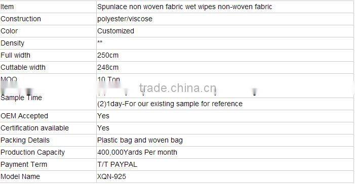 Spunlace non woven fabric wet wipes non-woven fabric for construction building