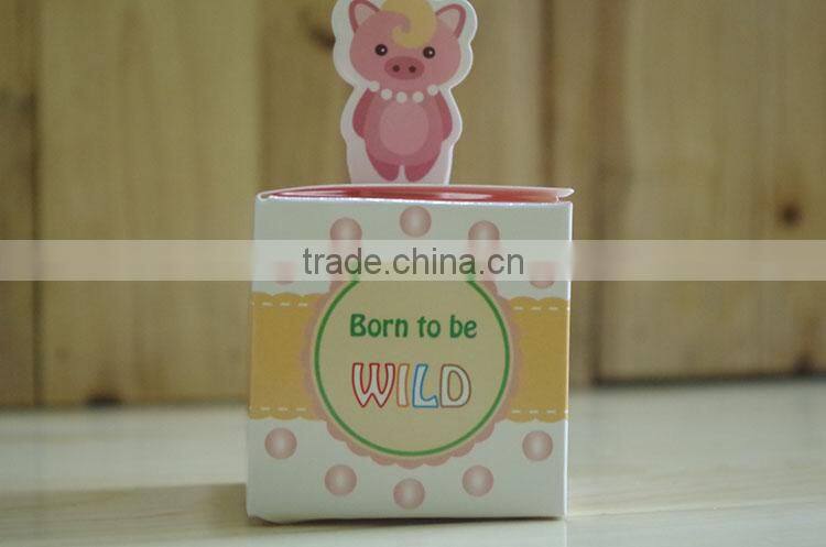 Lovely selva animals paper candy box for baby shower
