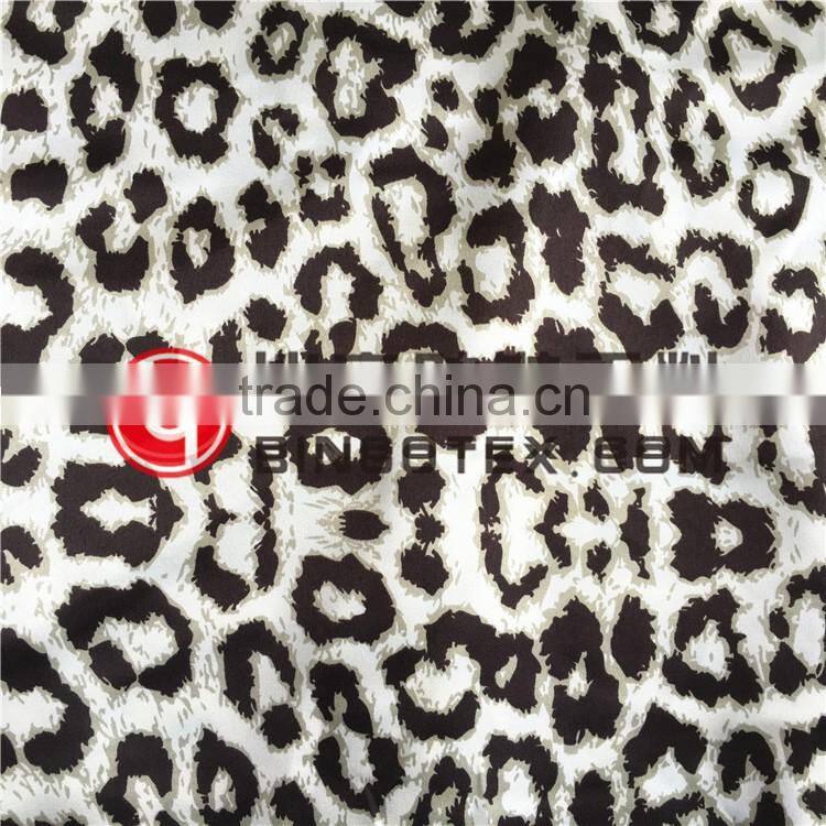 polyester leopard printed dull spandex satin fabric silk like satin chiffon fabric