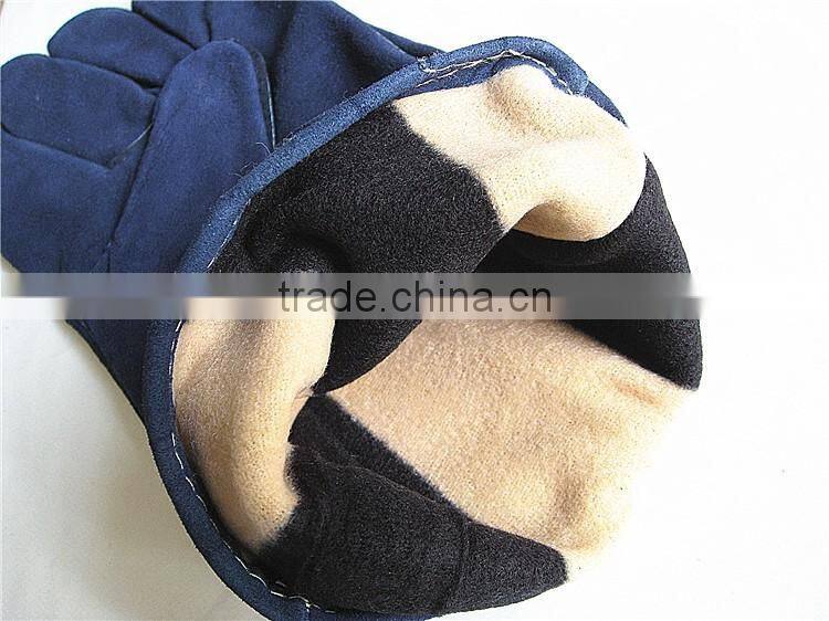 New Arrival Blue Cheap Cow Split Leather Safety Working Long Welding Welder Gloves