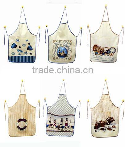 fruit /vegetable printing cotton and PVC composite fabric waist printed kitchen apron with pocket
