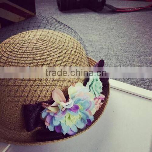 factory wholesale handmade high quality beach sun hat original selling flower latest 2016 straw hat wholesale