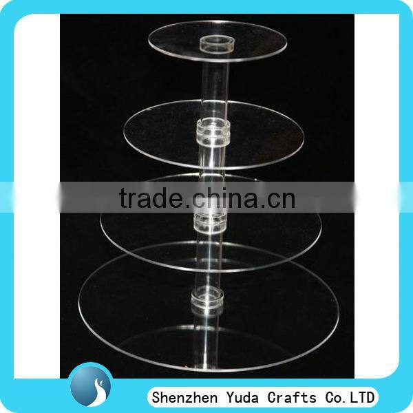 round shape cheap custom clear acrylic 4 tier wedding cake stand high quality