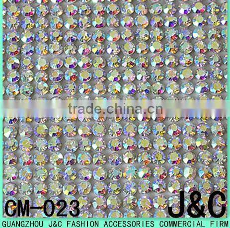 2 lines gold mesh chain with 4 lines of rhinestone adhesive mesh