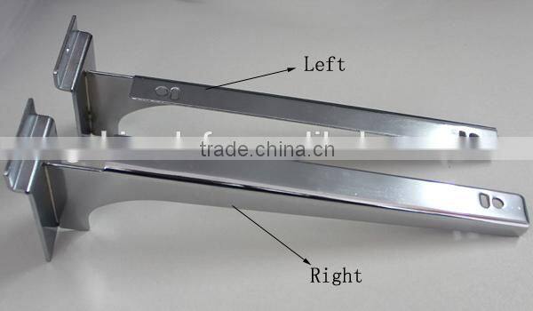 Metal display bracket for wood or glass shelves