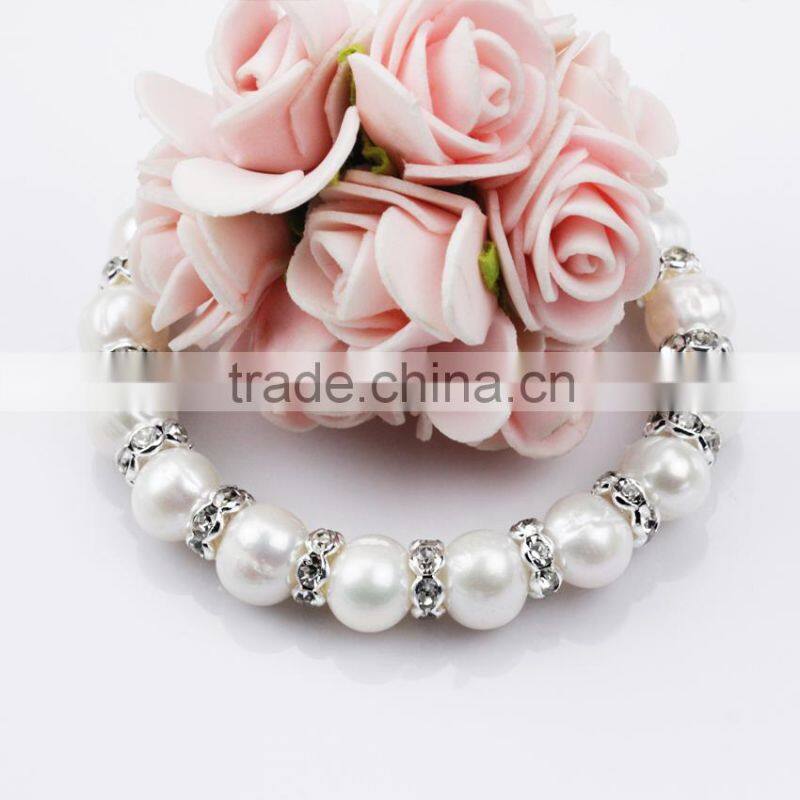 SCI021 9mm potato shape nature freshwater pearl bracelet elastic
