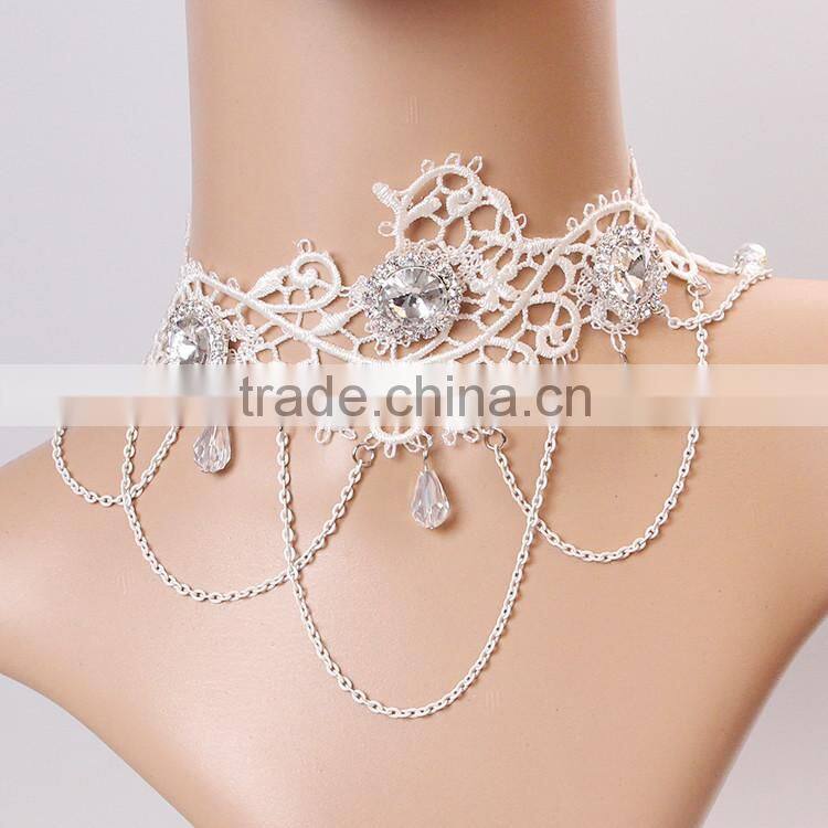 MYLOVE Women Goth Lace Gemstone Collar Choker Crystal Pendant Necklace Jewelry Gift MLY272