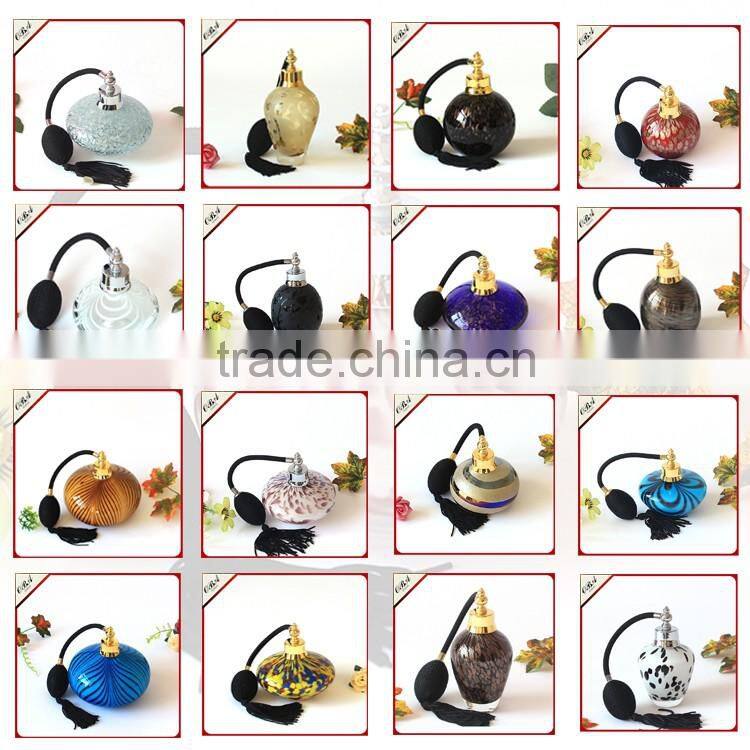 Handmade red gold pot air bag glass perfume bottle / Wholesale 80ml empty glass air bag atomizer perfume bottle