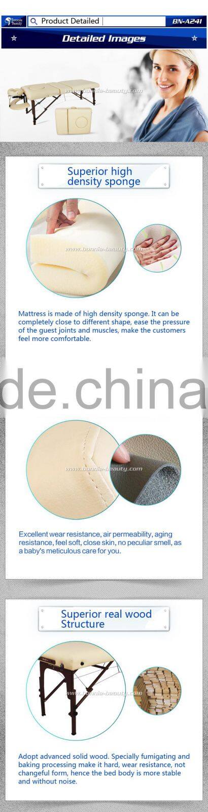 BonnieBeauty beige three folding beauty massage bed made in China