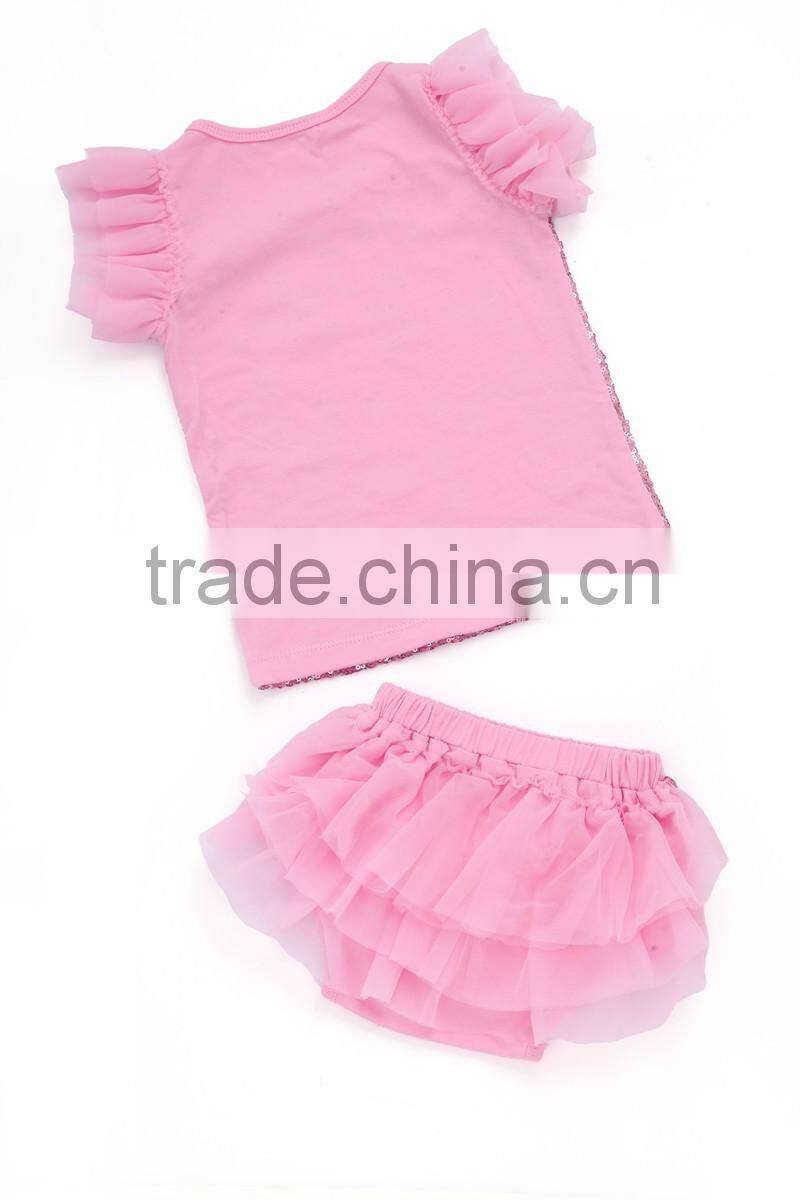 New style sequin petti set,clothing set chiffon ruffle design for baby girl hot sale