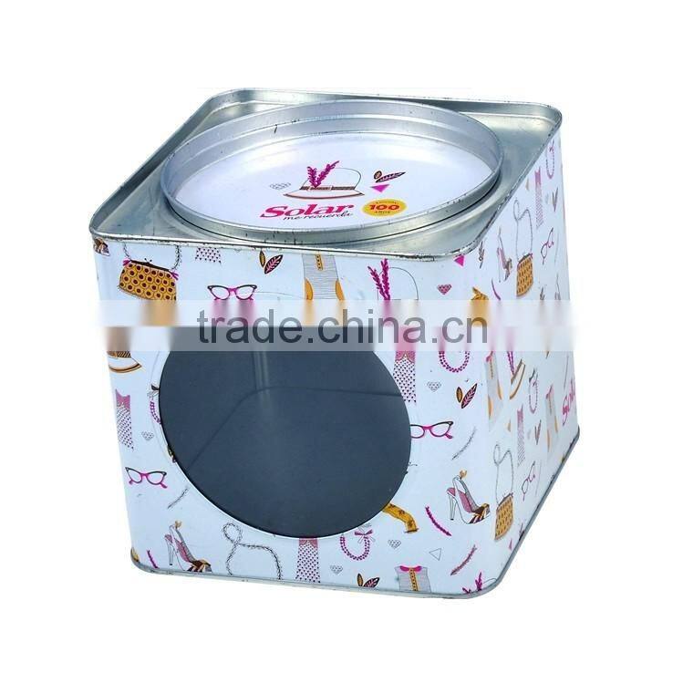 cookie tin box with PVC window