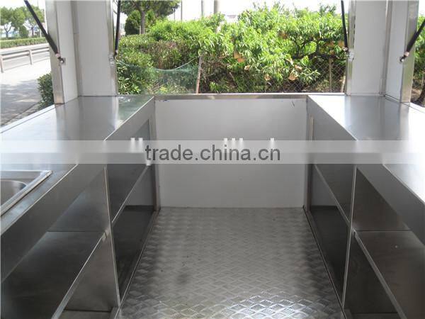 2.8m long fast food trailer food kiosk for sell snacks on alibaba