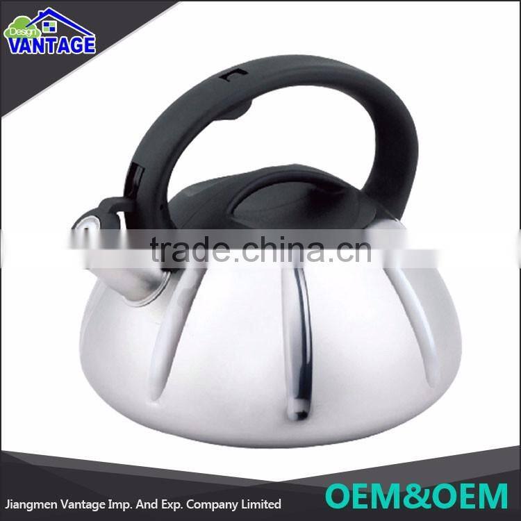 Silicone handle satin polished whistling kettle stainless steel