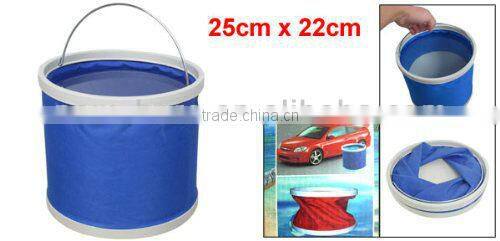 Car Travel Foldable Design Water Bucket Fish Pail Blue White 11L