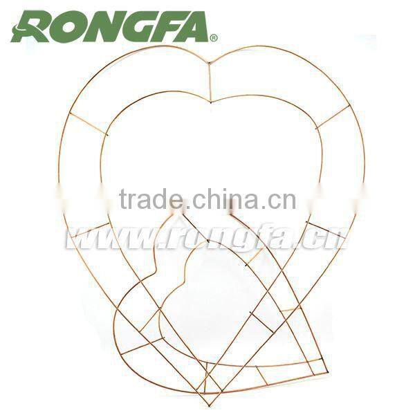 decorating flowers double ring heart shape metal wire frames