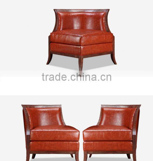 American style concise design genuine leather single leisure sofa